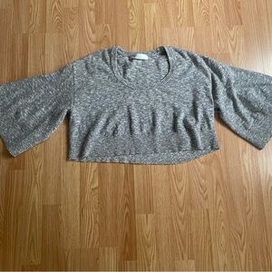 Free People Gray Cropped Sweater